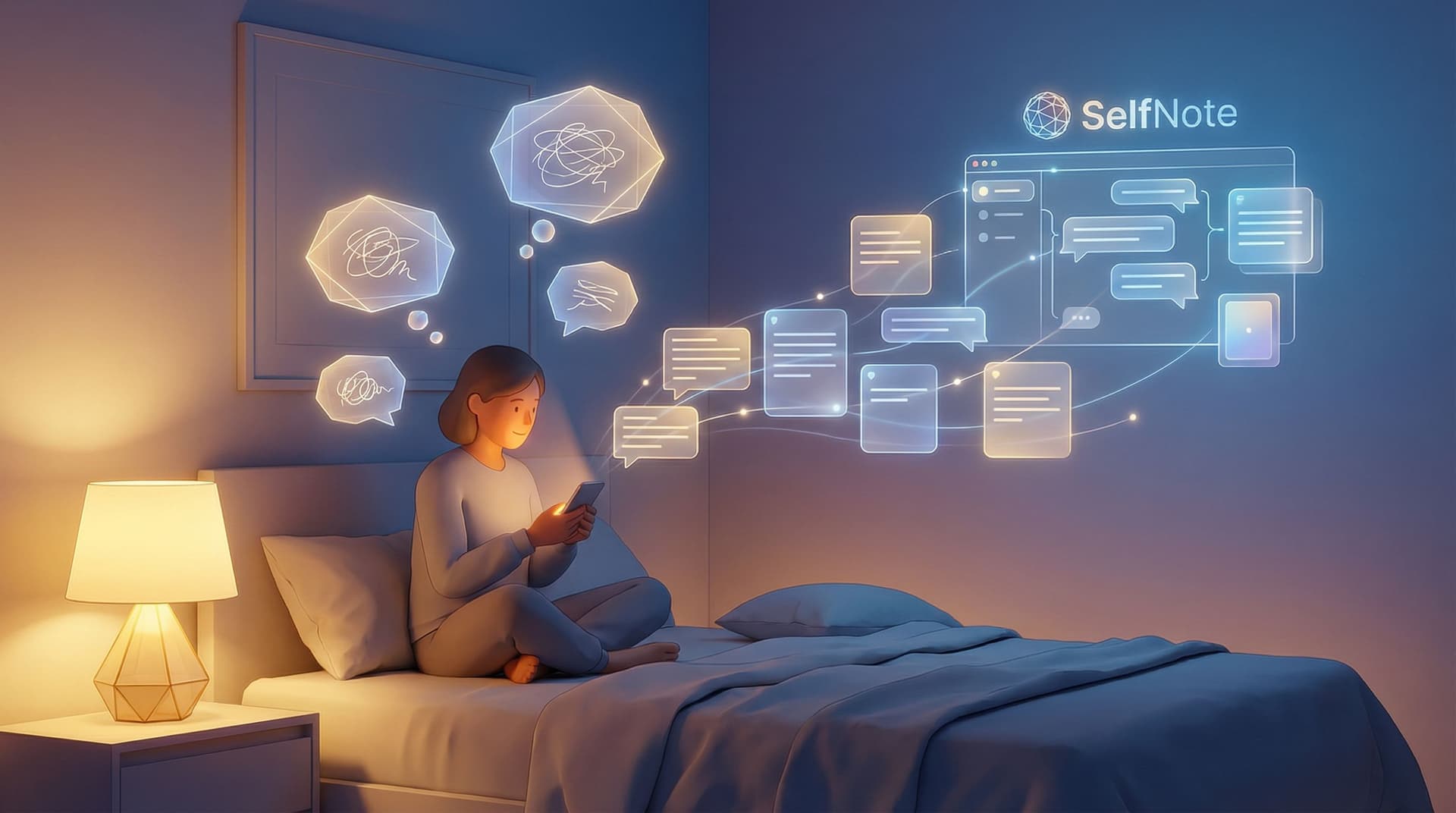 Soft Journaling for Anxious Evenings: How to Let SelfNote Hold Your What-Ifs Without Fixing Everything